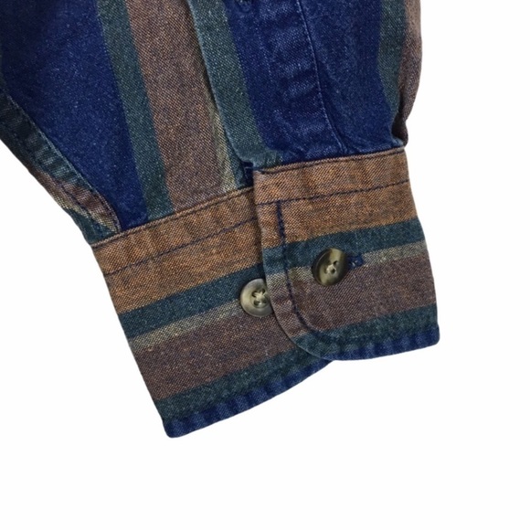 LEE Shirt Shacket Button Down Denim Stripe Long Sleeve Retro Cabincore Small - Picture 5 of 8